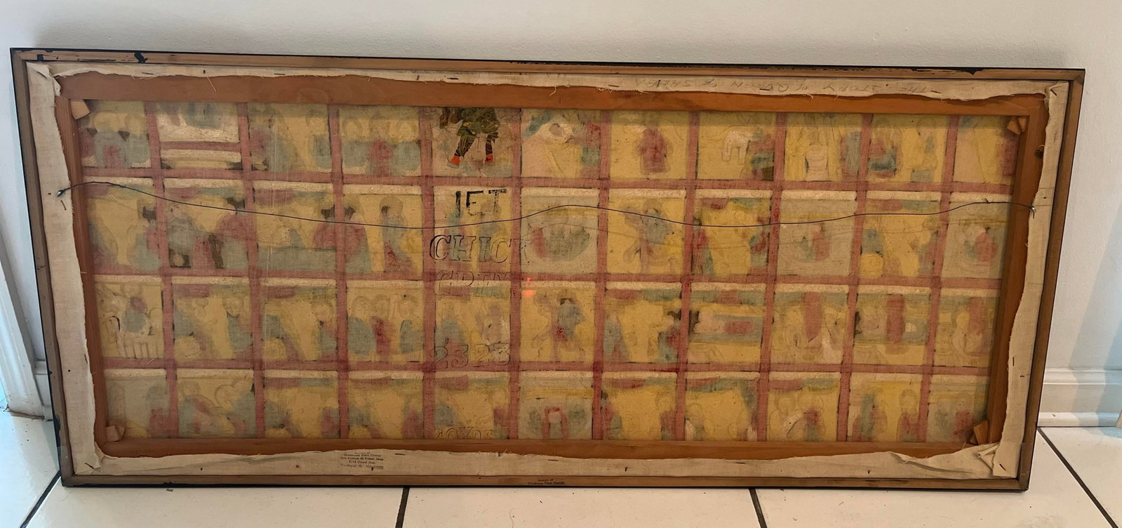 Vintage Ethiopian Narrative Painting on Cloth Depicting the Queen of Sheba and King Solomon 48" X - 3