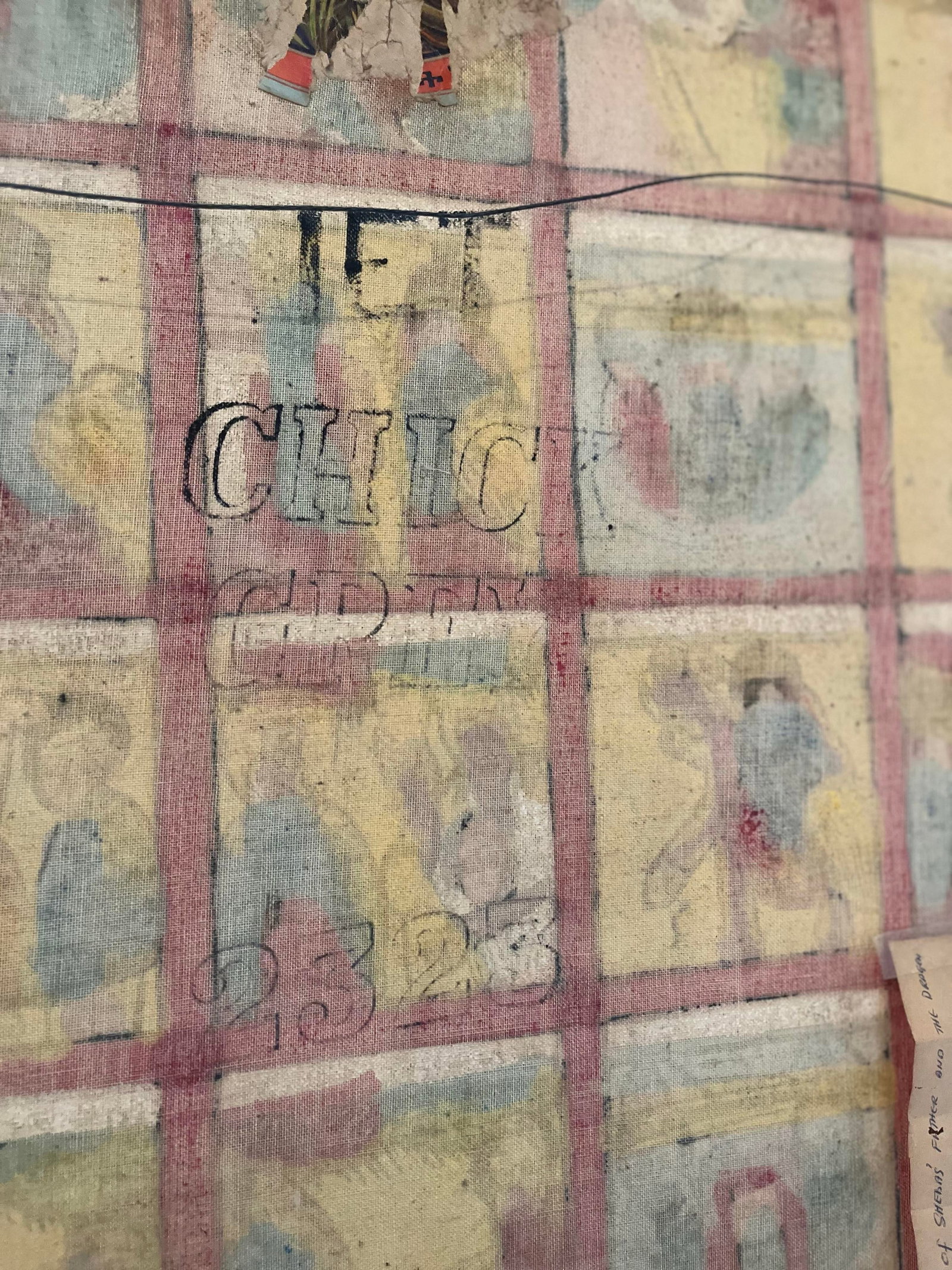Vintage Ethiopian Narrative Painting on Cloth Depicting the Queen of Sheba and King Solomon 48" X - 8
