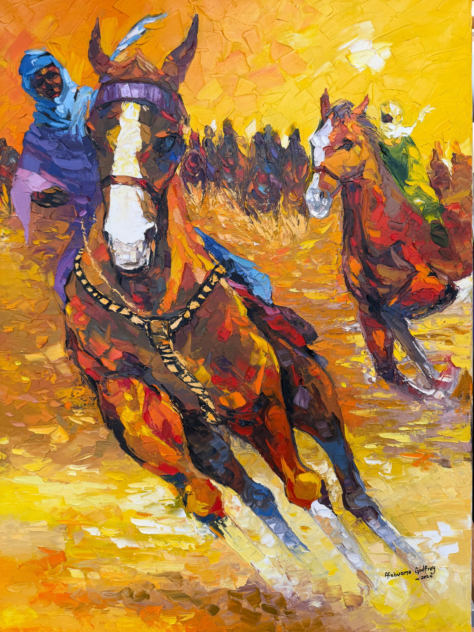 Victory Charge, Impasto Oil Painting by Godfrey Afebuame (2024) - 3