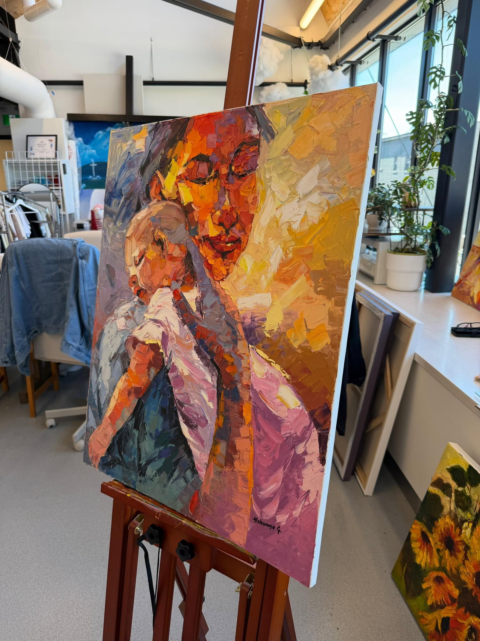 A Cradle of Quiet Solace, Impasto Oil Painting by Godfrey Afebuame (2025) - 4