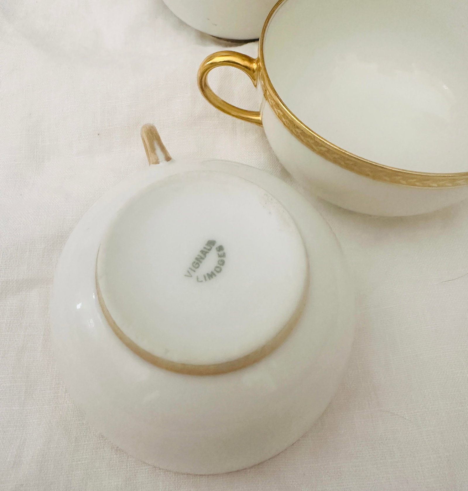 Vintage Set of 6 Vignaud Limoges Gold Rim Cups - 5