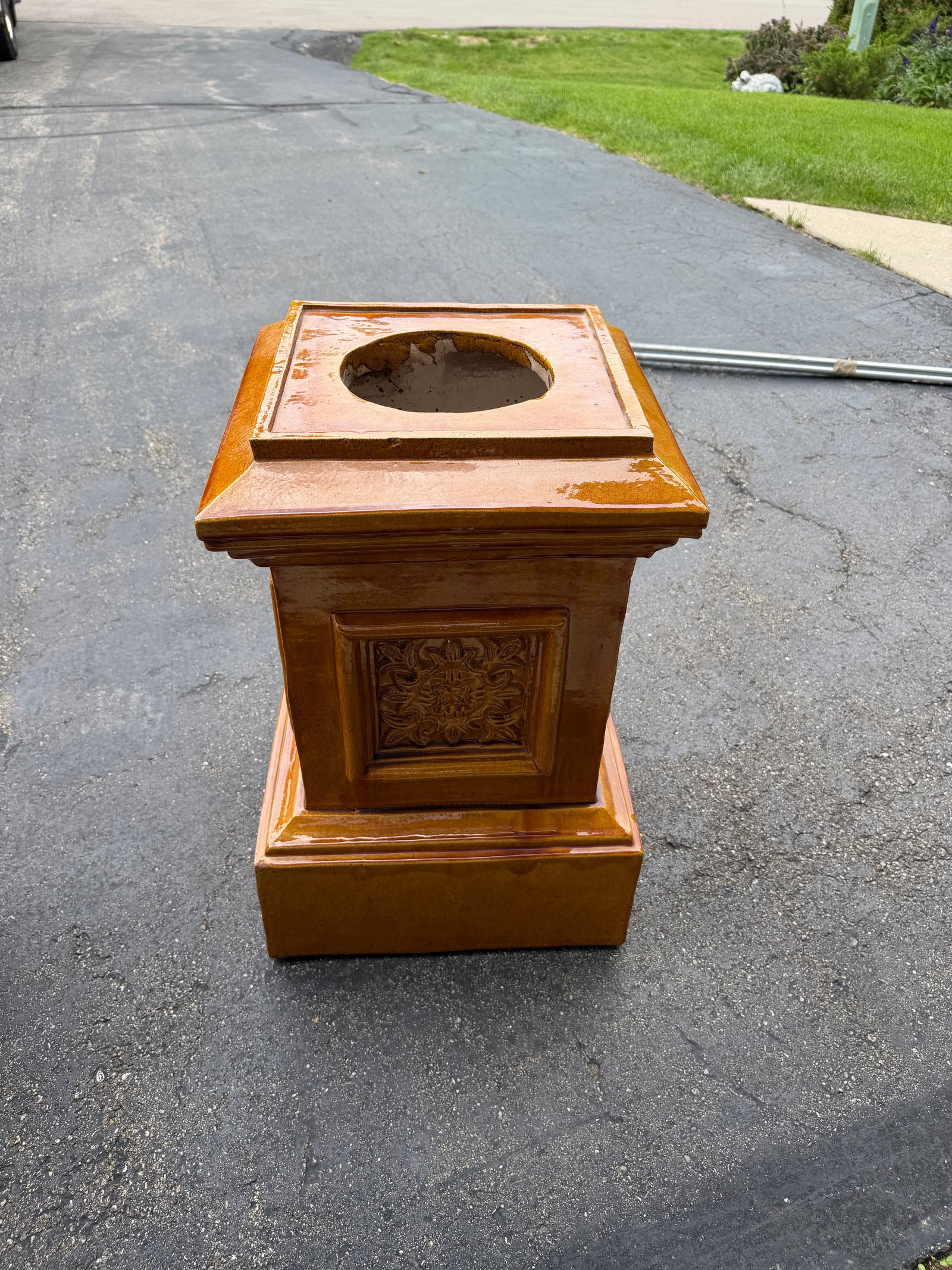Monumental Glazed Ceramic Campana Urns on Pedestals 42" a Pair - 9