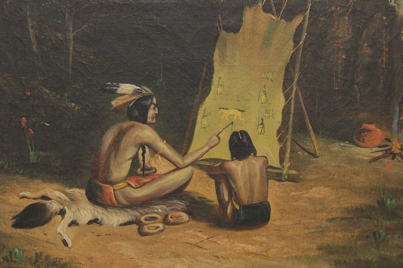 Early 20th C. Native American Oil Painting - 9