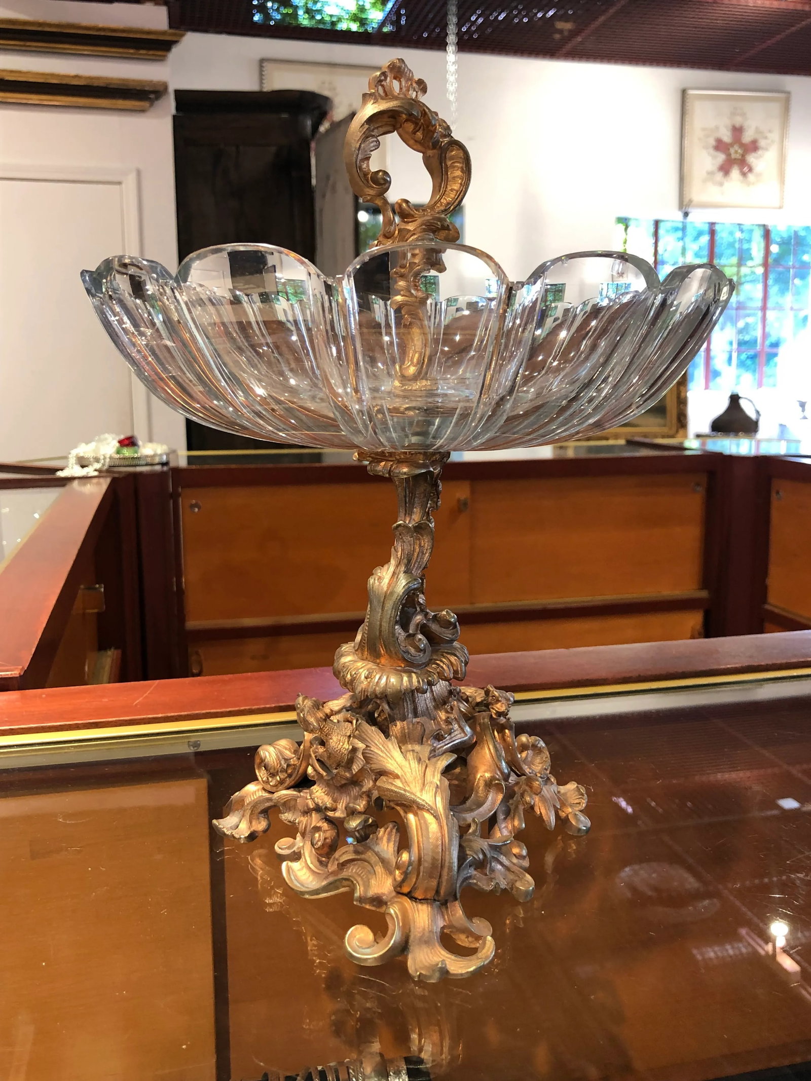 19th Century Gilt Bronze & Crystal Fox Hunting Scene Centerpiece or Epergne - 13