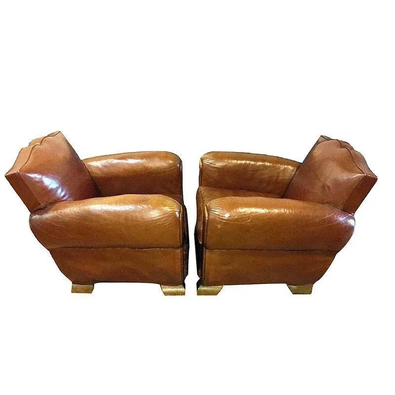 1930s Vintage French Moustache Back Club Chairs - A Pair - 4