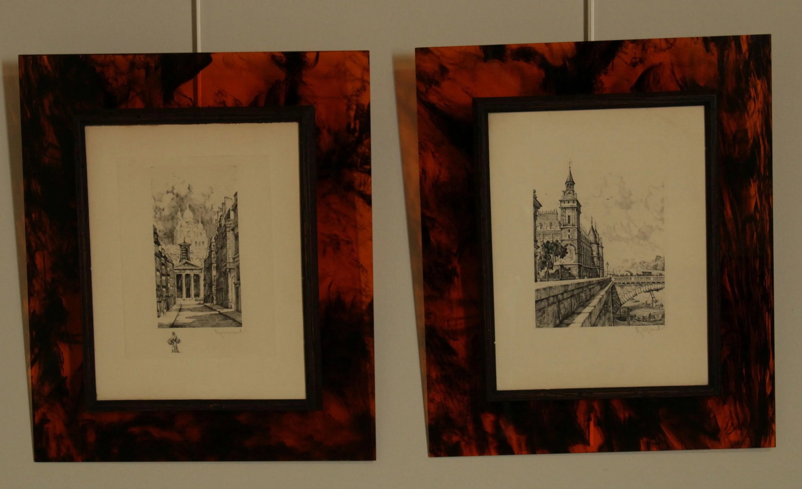 French Paris Street Scene Pair of Etchings - 2