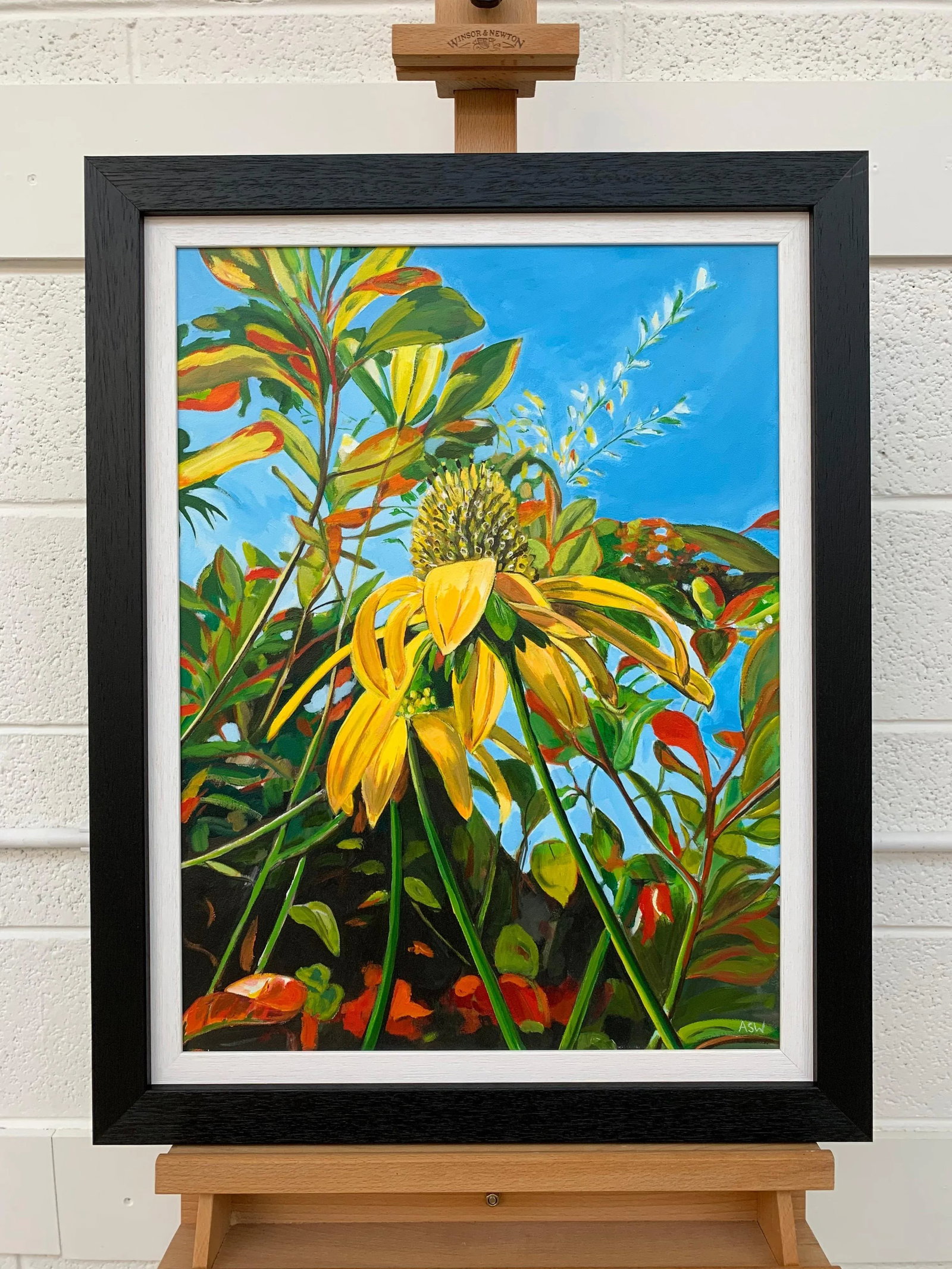Colourful Original Painting of English Country Garden Flowers by British Artist - 4