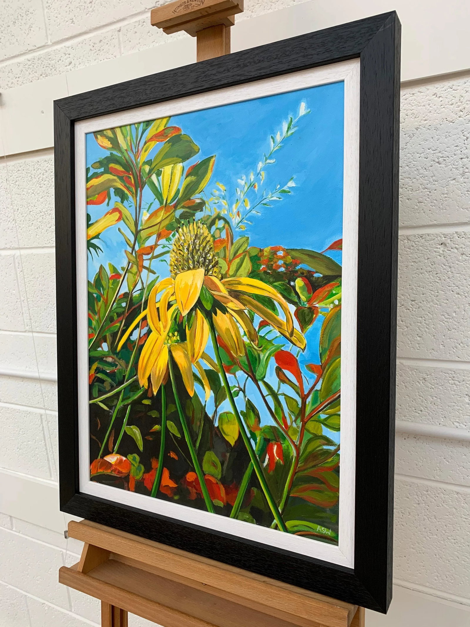 Colourful Original Painting of English Country Garden Flowers by British Artist - 5
