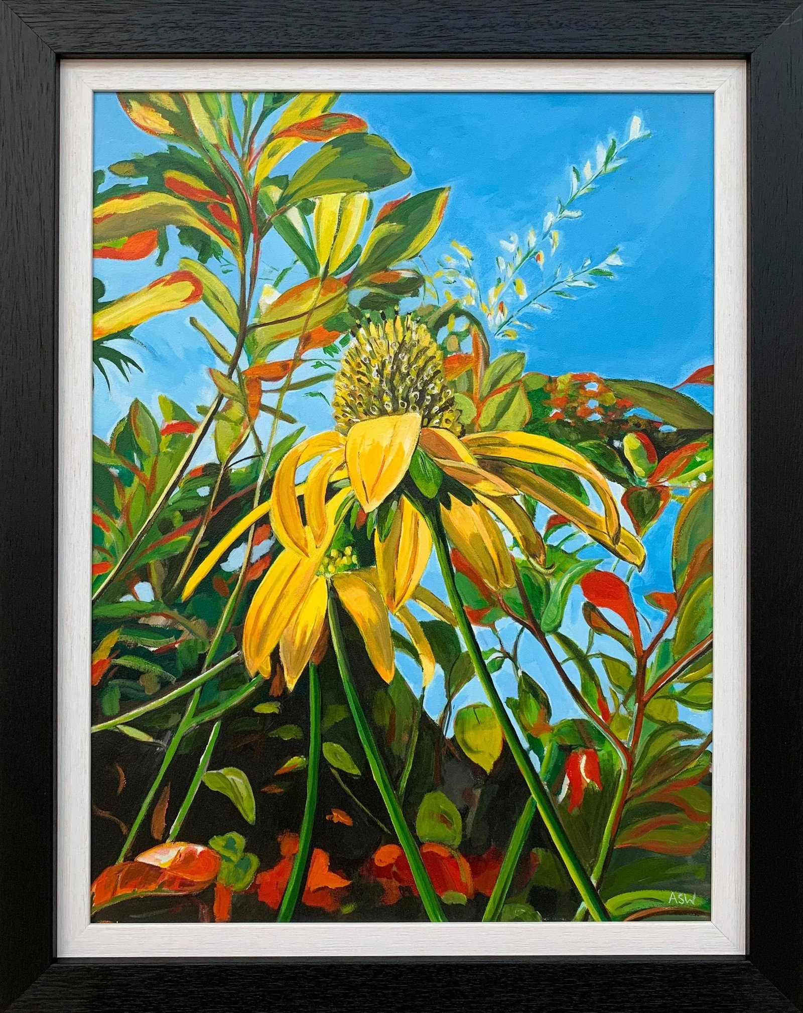 Colourful Original Painting of English Country Garden Flowers by British Artist - 9