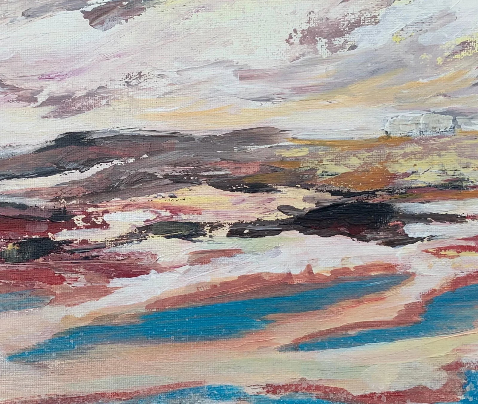 Original Abstract Landscape Study of English Seascape Shoreline - 7