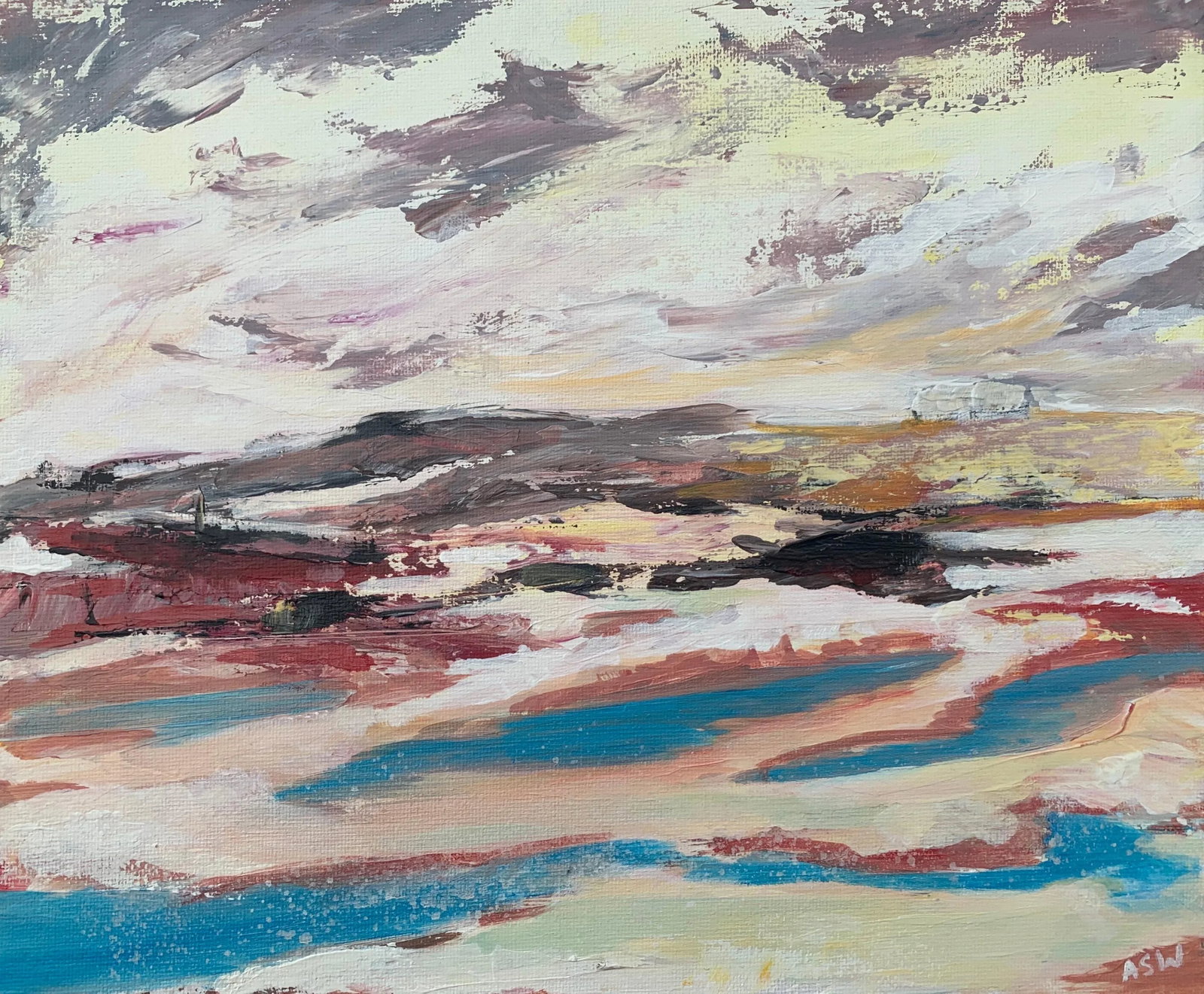 Original Abstract Landscape Study of English Seascape Shoreline - 8