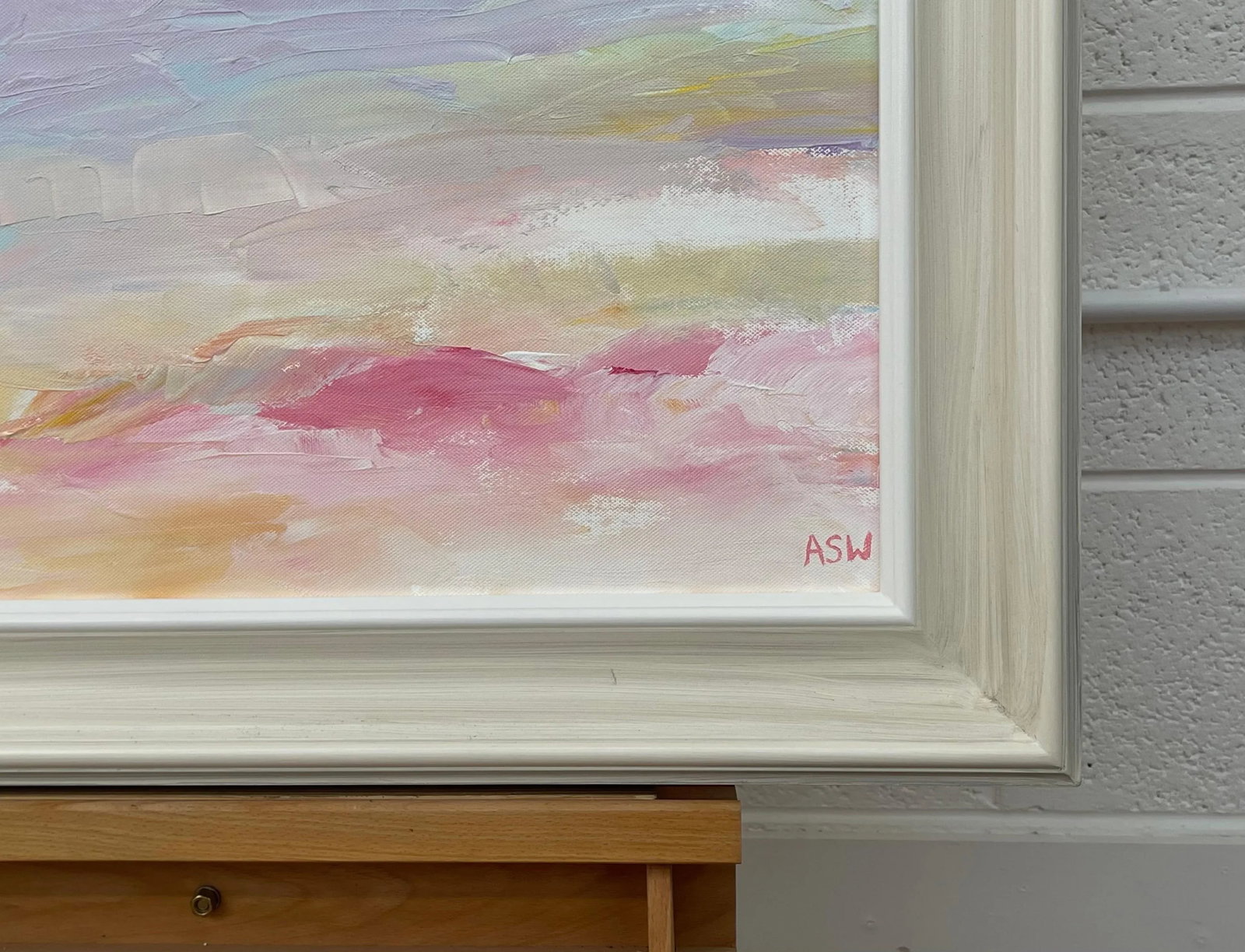 Serene Abstract Impressionist Seascape Landscape With Light Pinks Lilacs Blues & Yellows by Contempo - 10