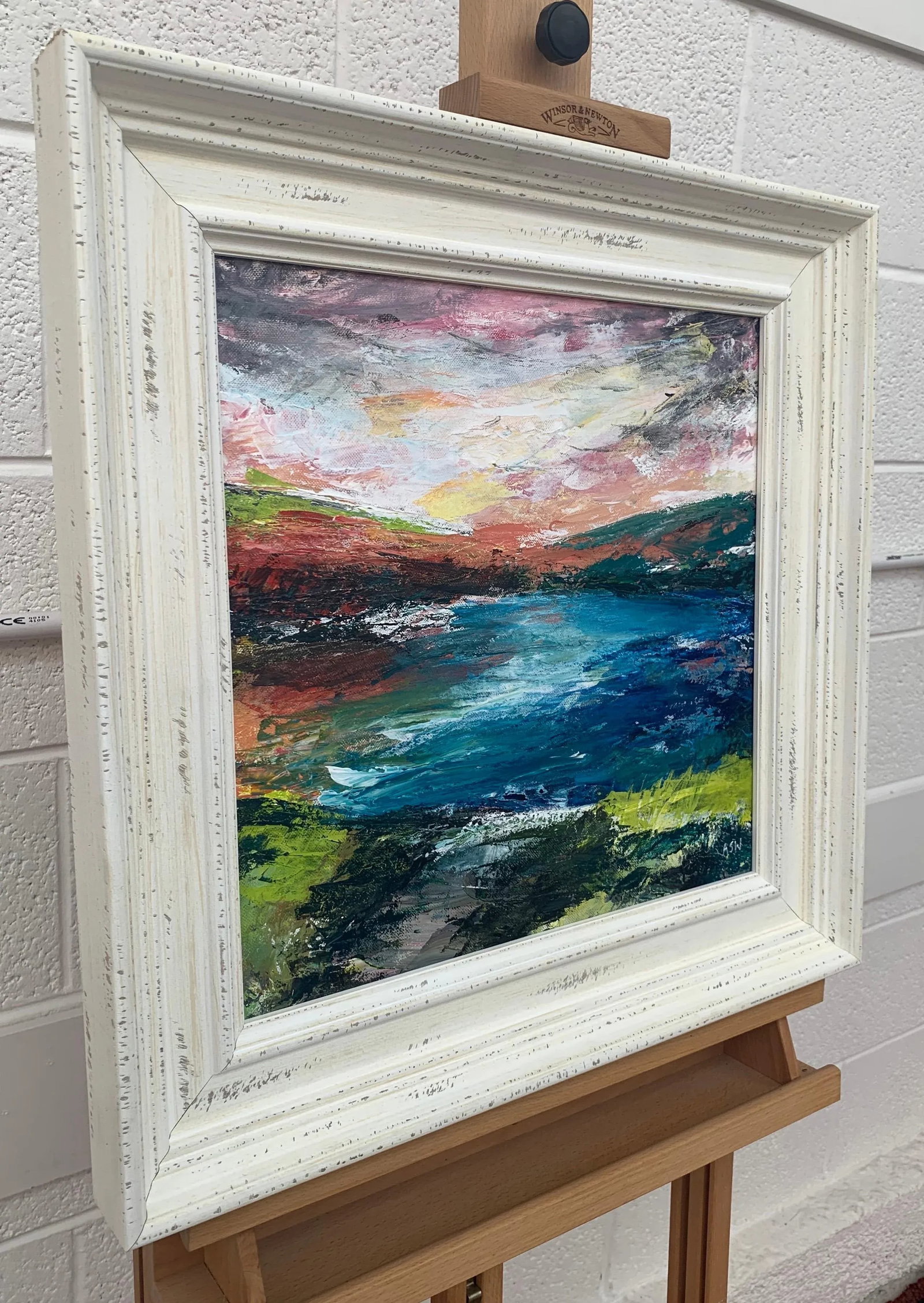 Colourful Abstract River Bank Lakeside Landscape - Unique Original Art by British Urban Landscape Ar - 8