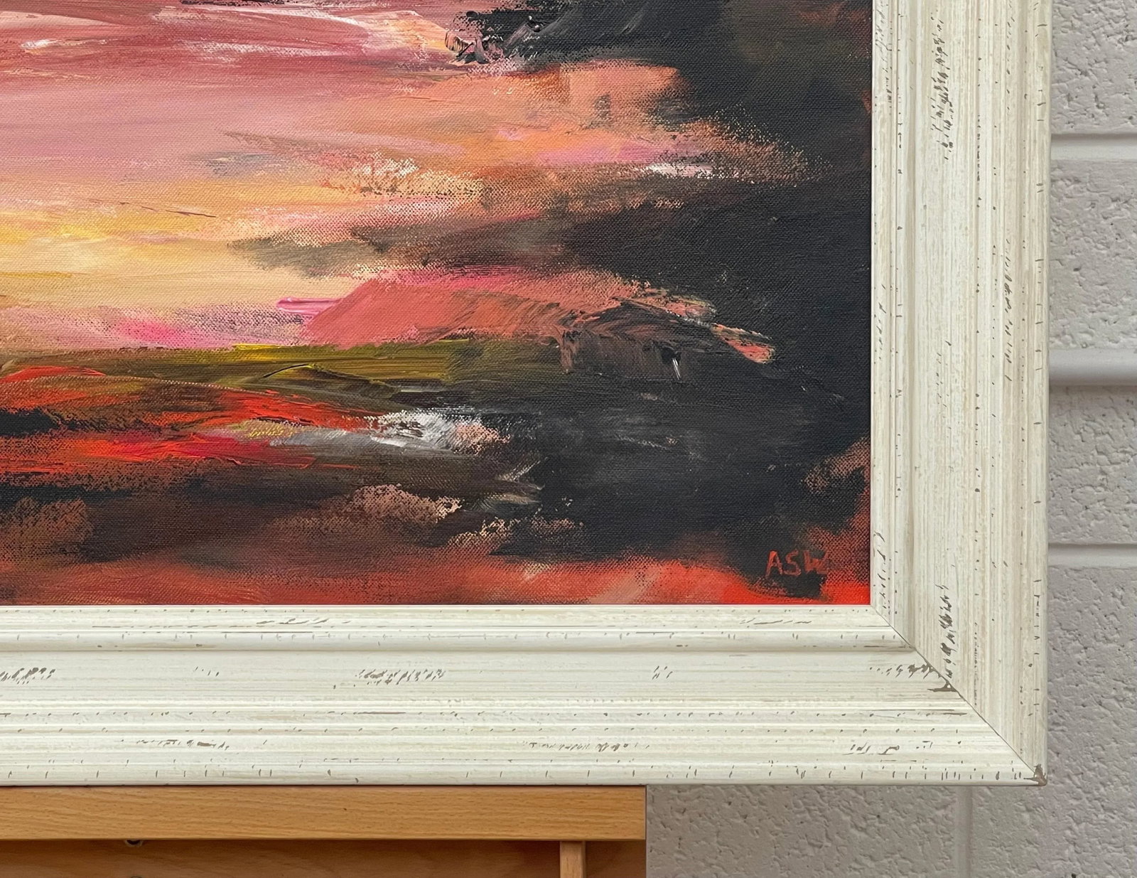 Black Orange & Yellow Abstract Landscape Painting - Unique Original Art by British Contemporary Arti - 10