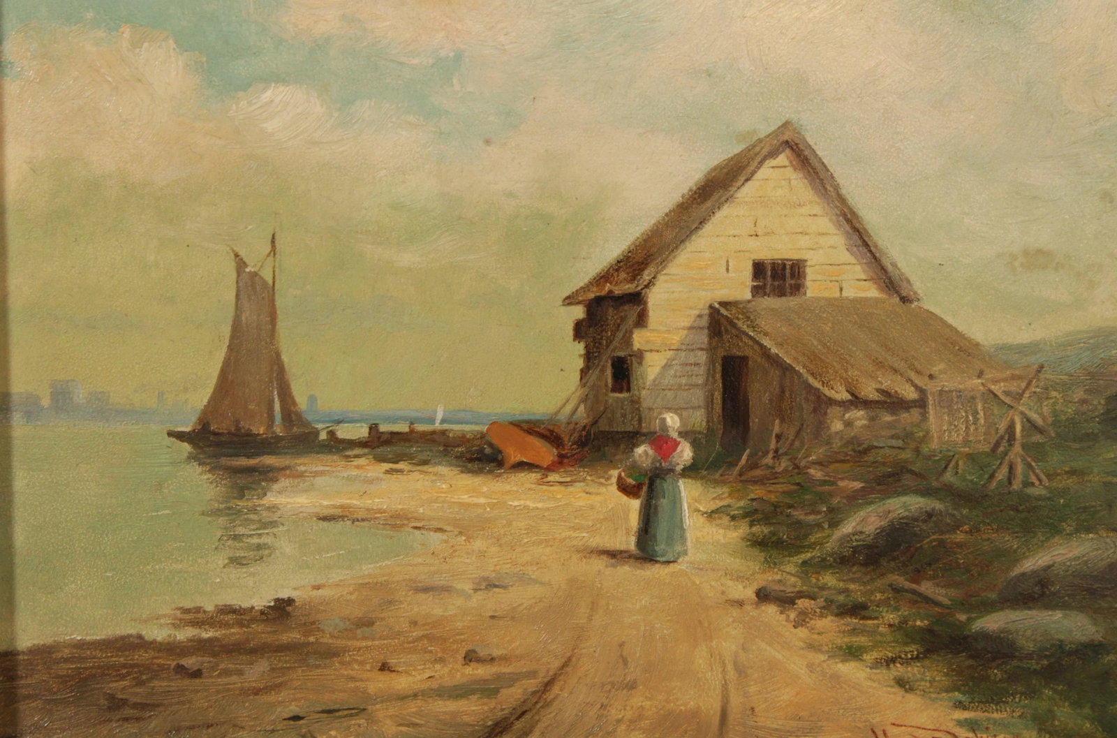 Wilfred P. Davison 'Fishermans House' Original Oil Painting - 6