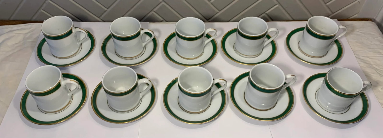 1980s American Porcelain Demitasse Cups and Saucers, Woodmere of New Castle Pennsylvania- 20 Pieces - 4