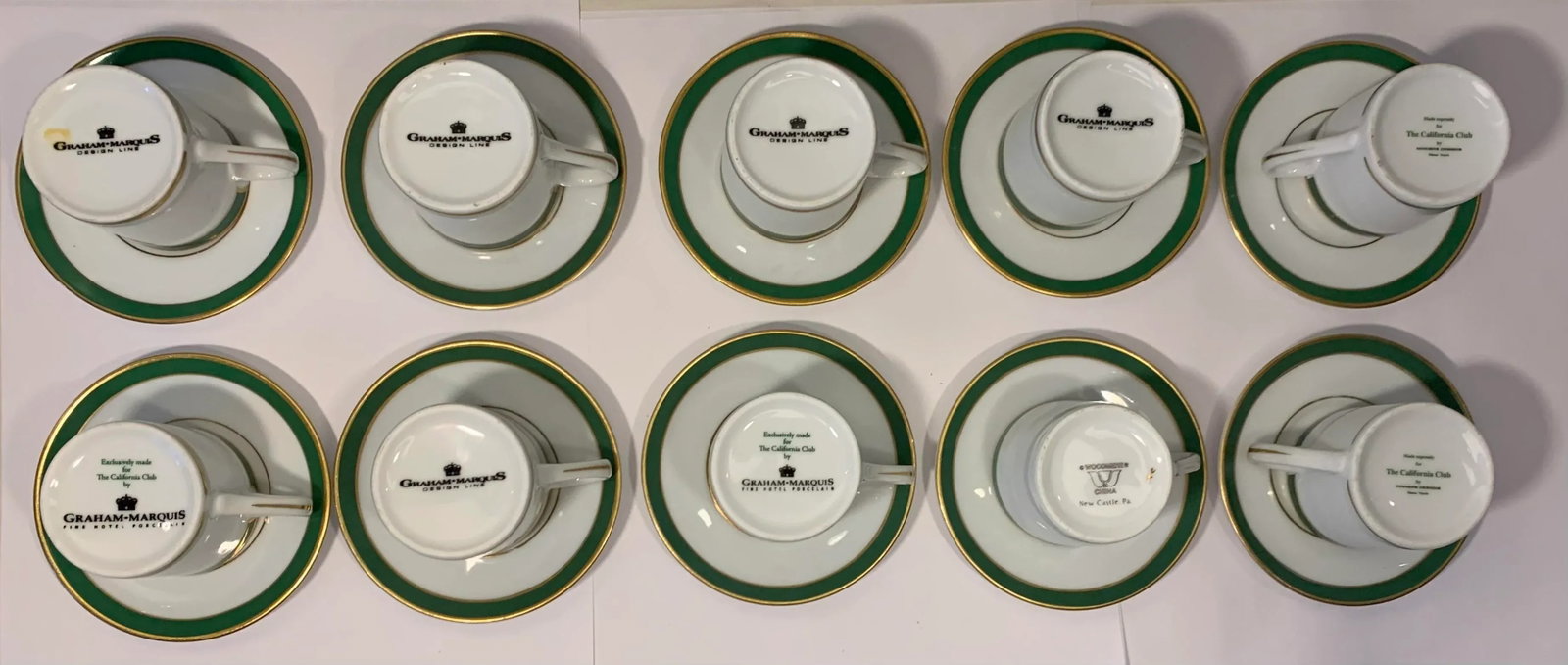 1980s American Porcelain Demitasse Cups and Saucers, Woodmere of New Castle Pennsylvania- 20 Pieces - 8