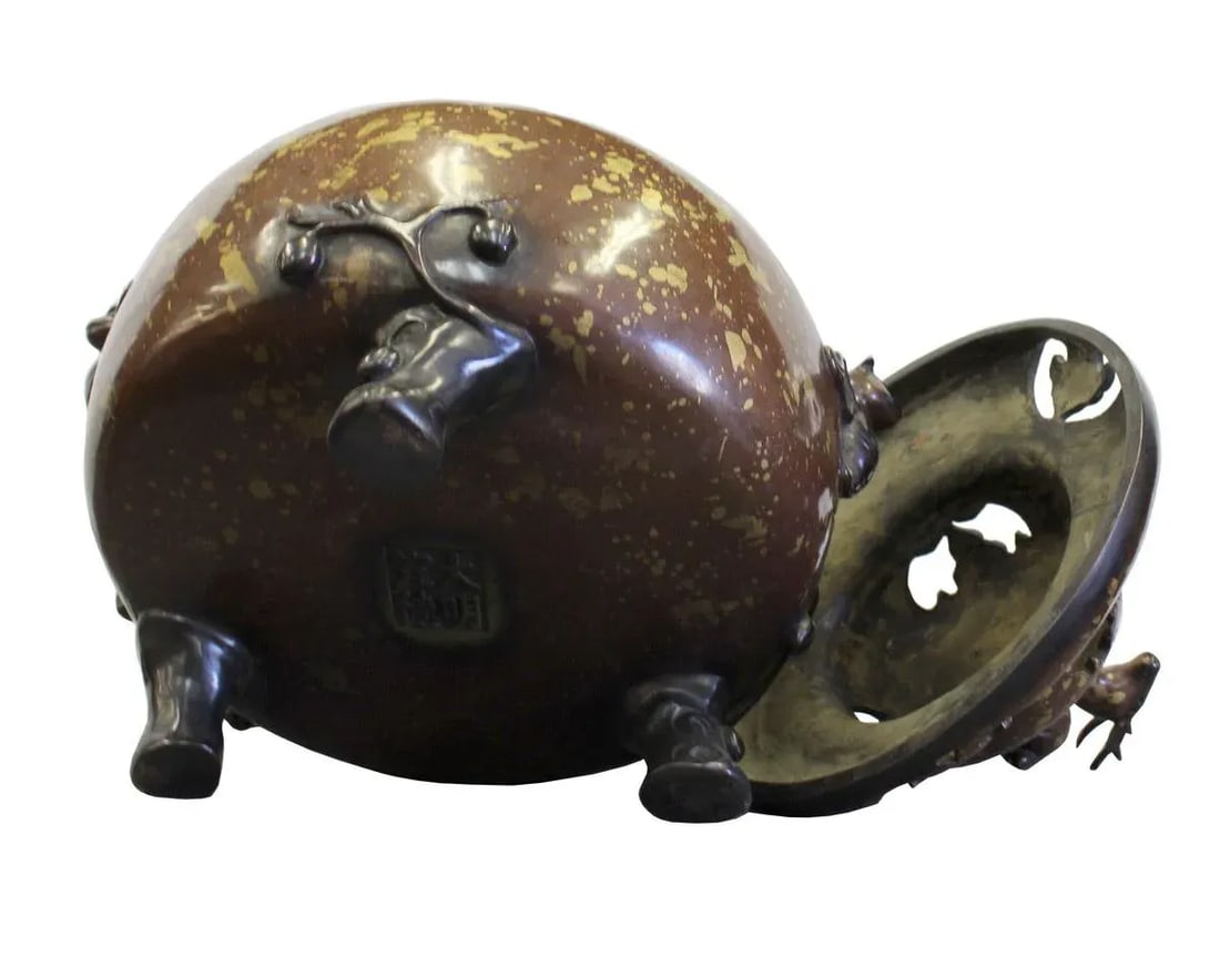 Chinese Bronze Metal Deer Theme Incense Burner - 6