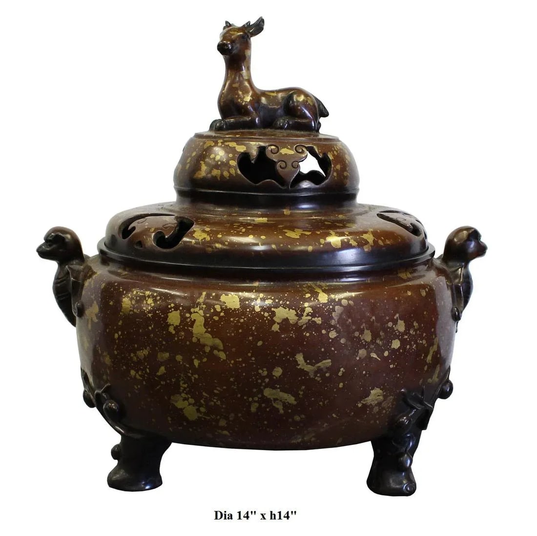 Chinese Bronze Metal Deer Theme Incense Burner - 7