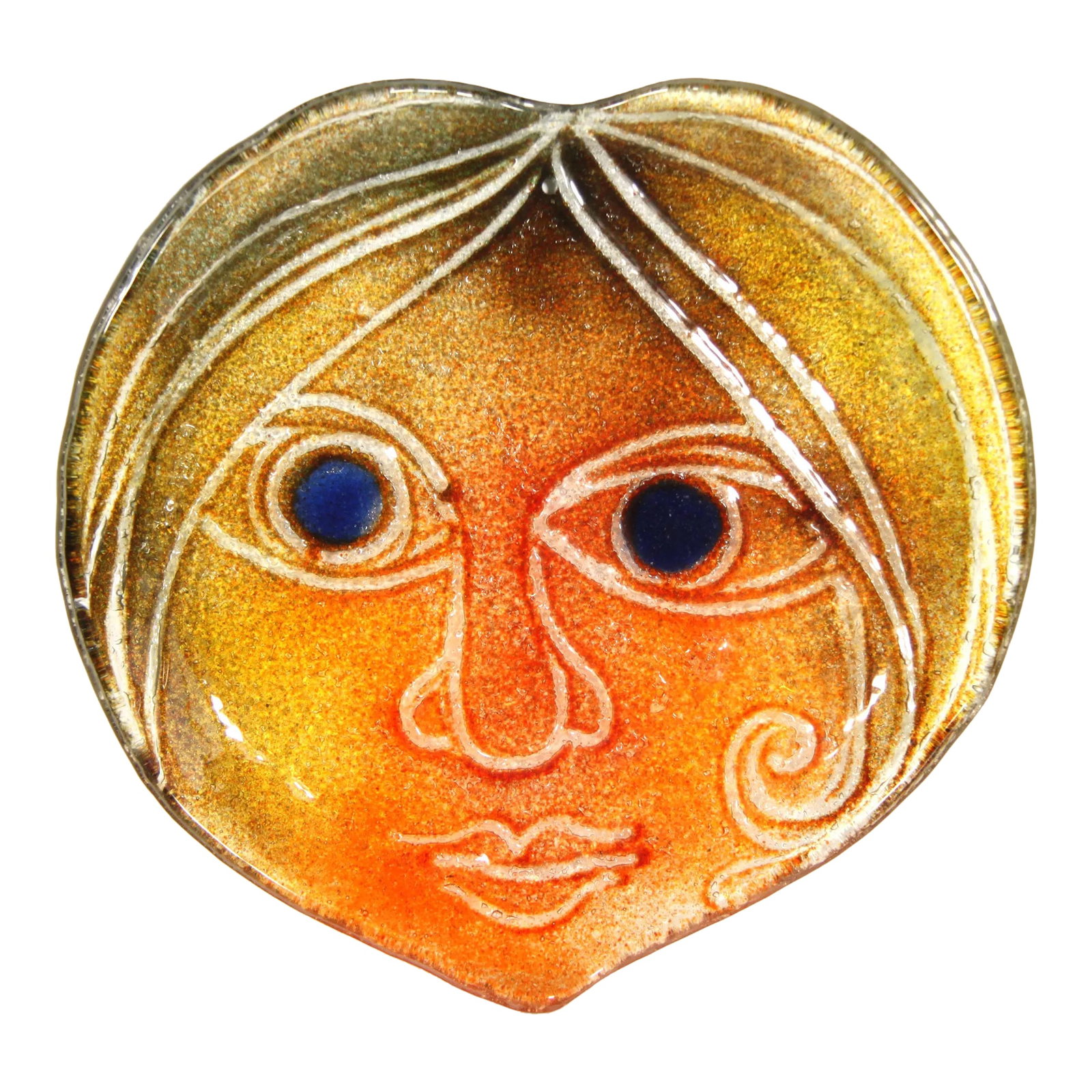 Vintage Scandivanian Studio Art Glass Face Decorative Wall Plate: Fabulous vintage c.1960's studio art glass wall plate! It is very Scandinavian in style, bearing resemblance to pieces by Kosta Boda, but is completely unsigned and unmarked. It has a great room