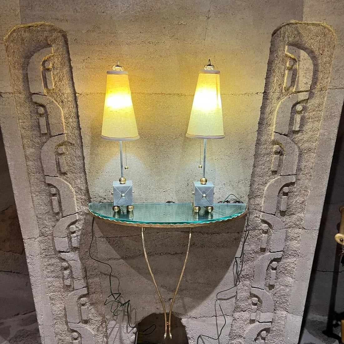 Pair French Table Lamps in Style of Maison Le Dauphin, Brass Hollywood Regency - 3