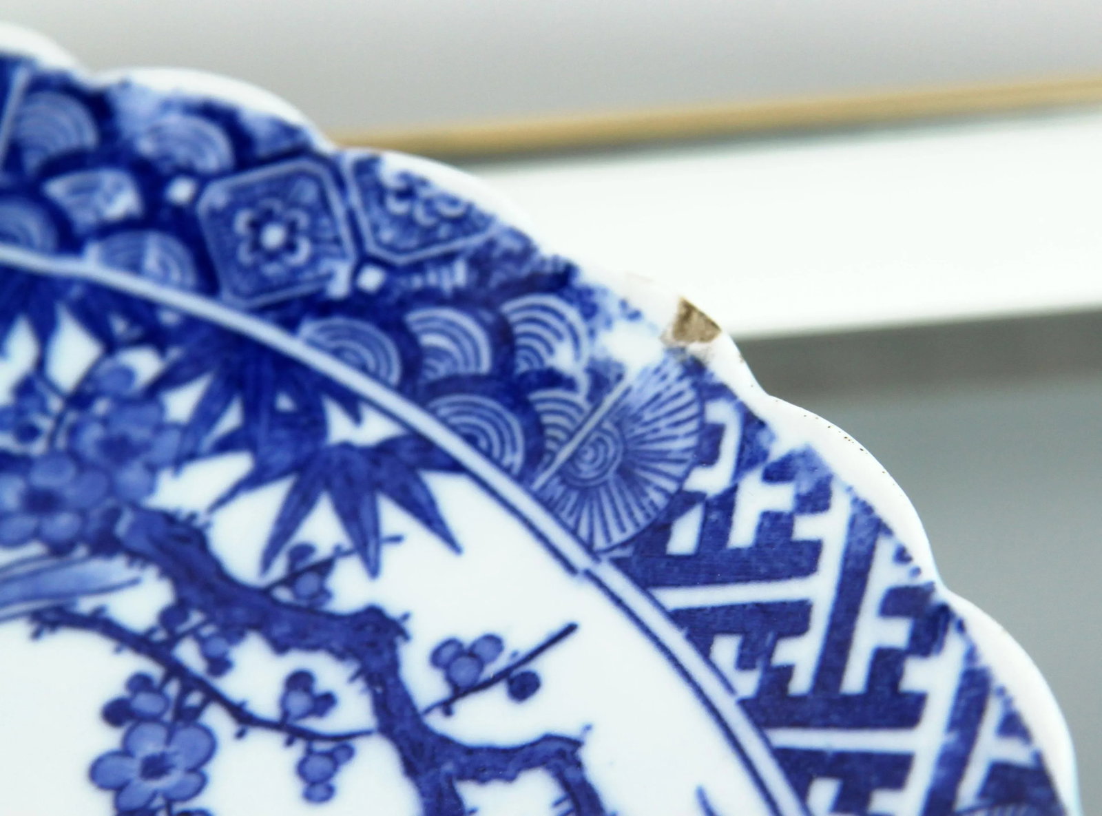 Antique Late 19th Century Meiji Period Japanese Blue & White Porcelain Charger - 9