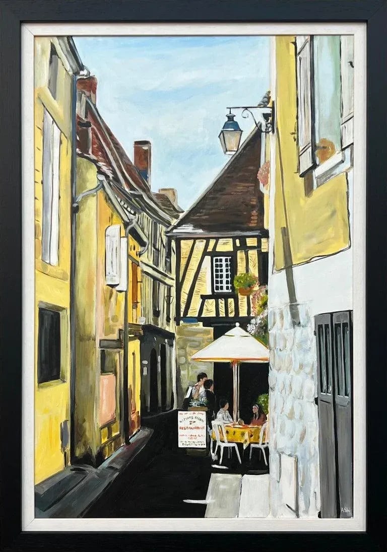 2012 Painting of Bergerac Old Town Cafe in France by Contemporary British Artist Angela Wakefield, F - 13