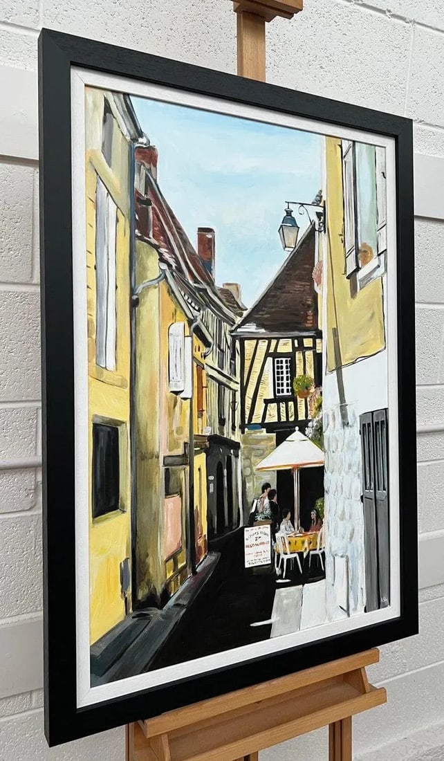 2012 Painting of Bergerac Old Town Cafe in France by Contemporary British Artist Angela Wakefield, F - 2