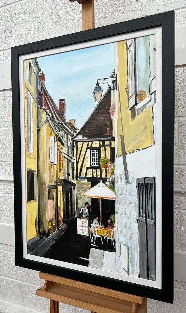 2012 Painting of Bergerac Old Town Cafe in France by Contemporary British Artist Angela Wakefield, F - 4