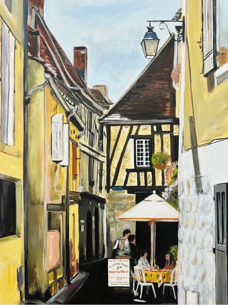 2012 Painting of Bergerac Old Town Cafe in France by Contemporary British Artist Angela Wakefield, F - 5