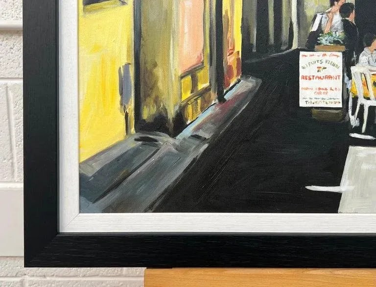 2012 Painting of Bergerac Old Town Cafe in France by Contemporary British Artist Angela Wakefield, F - 8