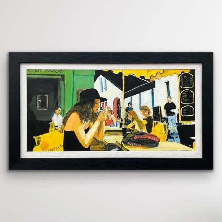 Woman Smoking at Le Cafe La Nuit in Arles, France Original Painting by Contemporary British Artist A - 2