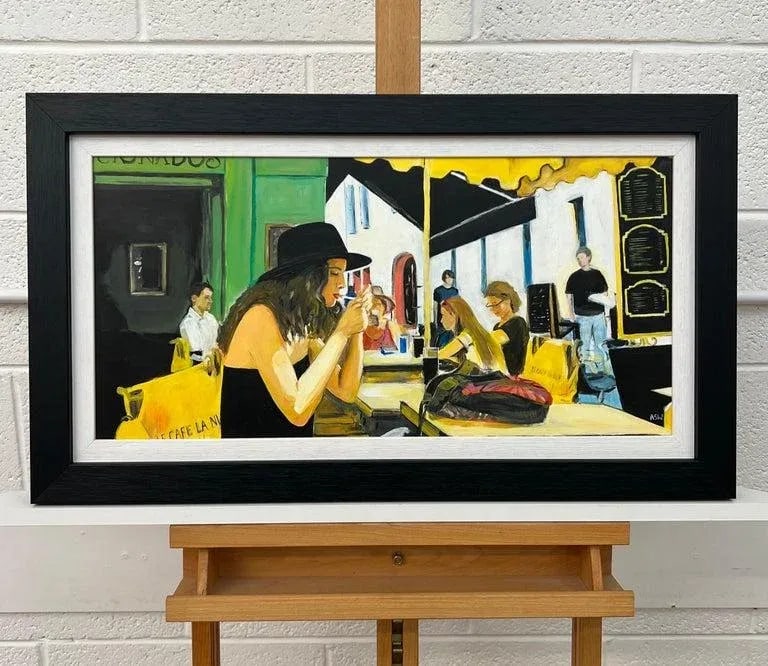Woman Smoking at Le Cafe La Nuit in Arles, France Original Painting by Contemporary British Artist A - 4