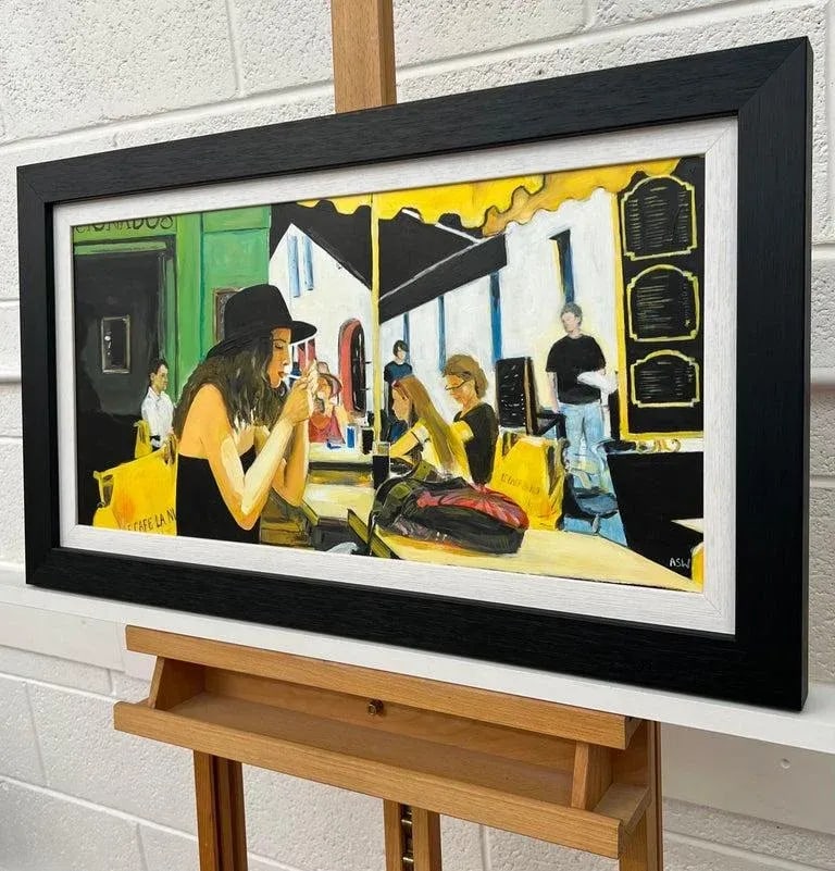 Woman Smoking at Le Cafe La Nuit in Arles, France Original Painting by Contemporary British Artist A - 5