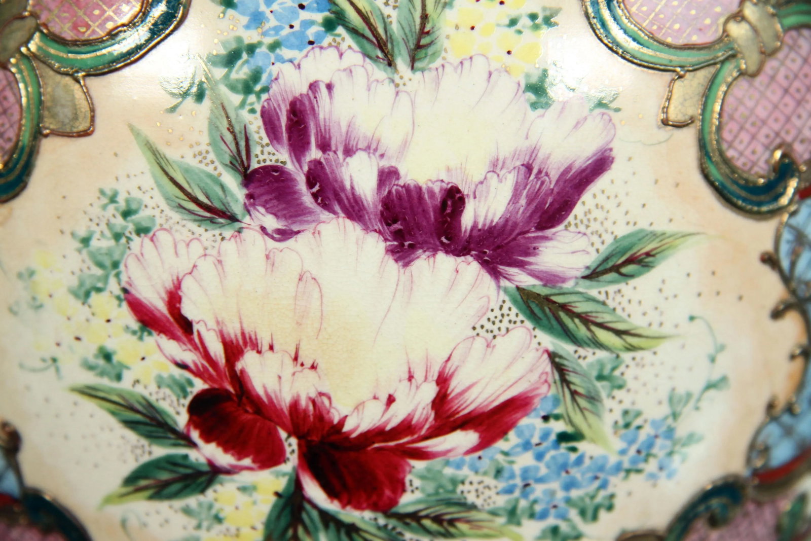 Antique Japanese Moriage Hand Painted Dolphin Handled Vase - 5