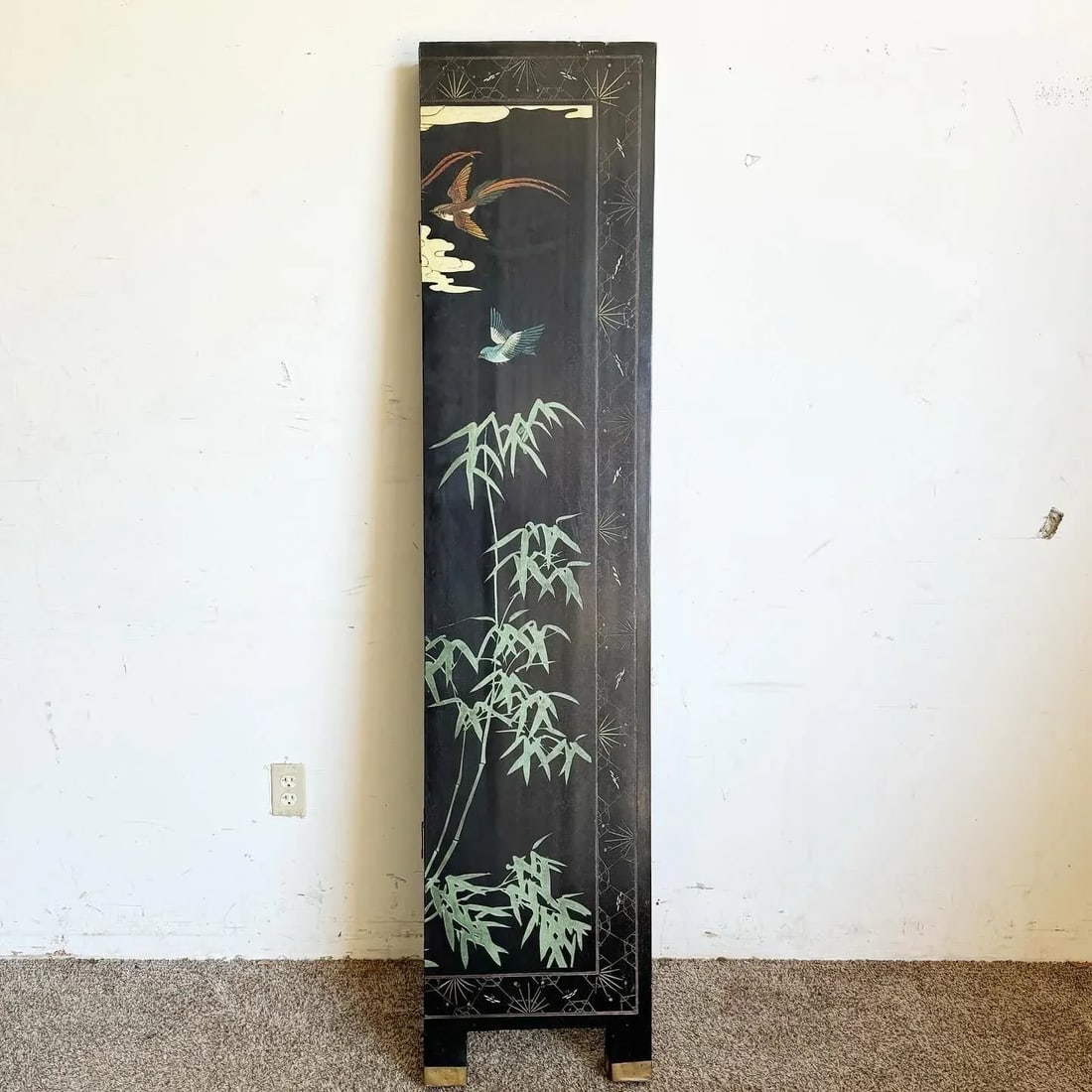 Vintage Chinese Hand Carved and Painted Room Divider/Screen - 4 Panels - 4