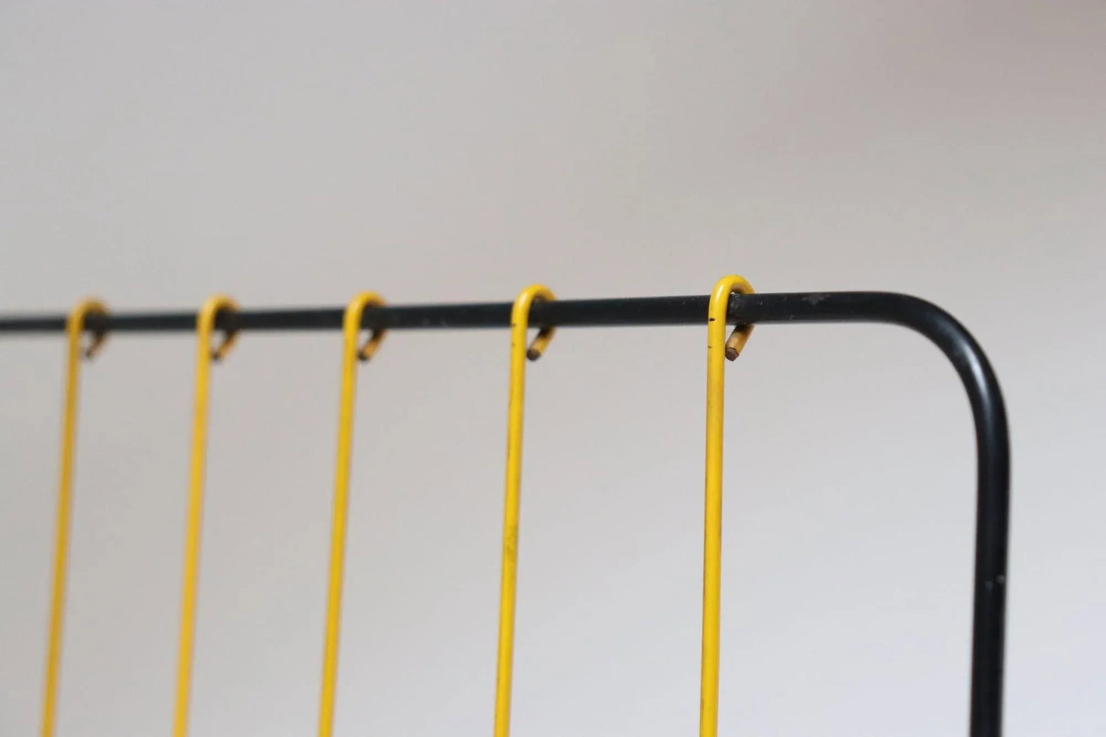 Vintage French Modern Yellow and Black Wire Magazine Rack - 8