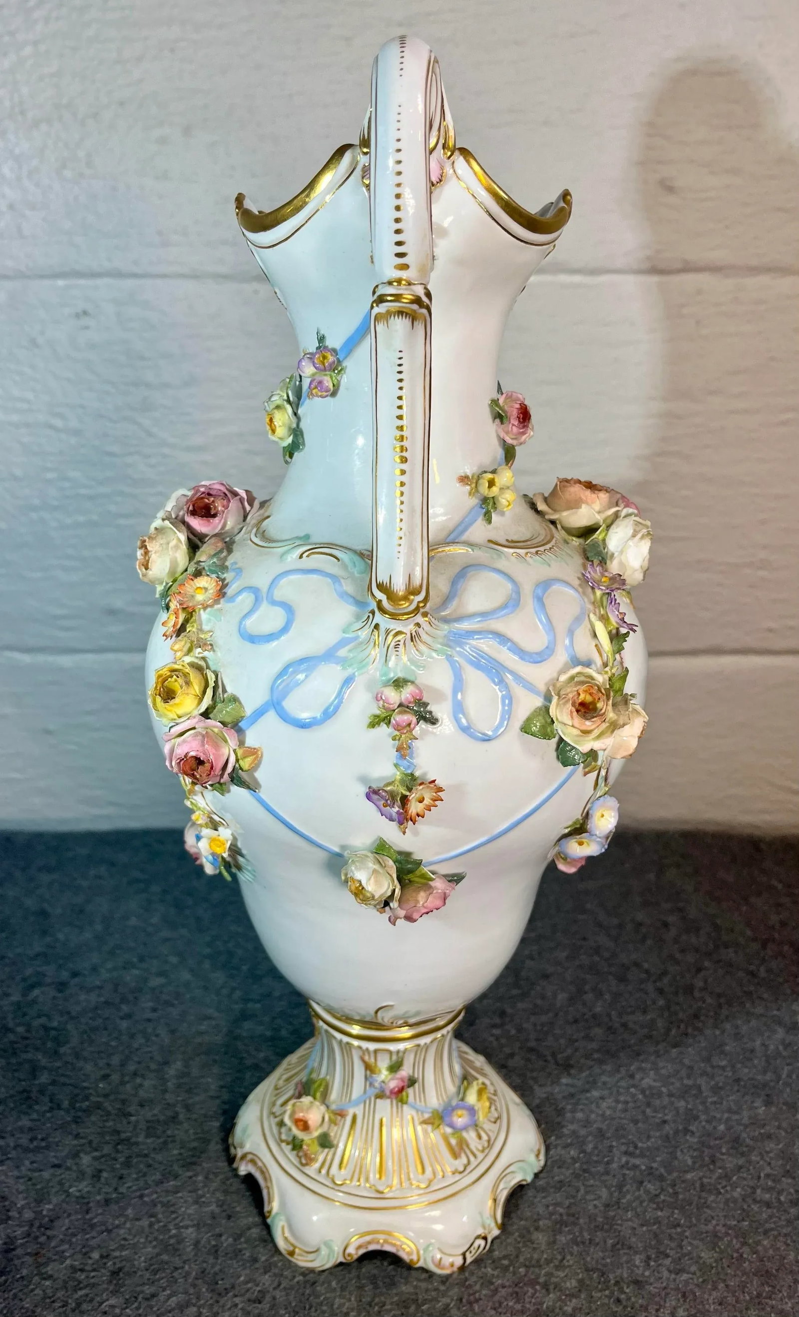 Antique Meissen Decorative Porcelain Handled Vase - 9
