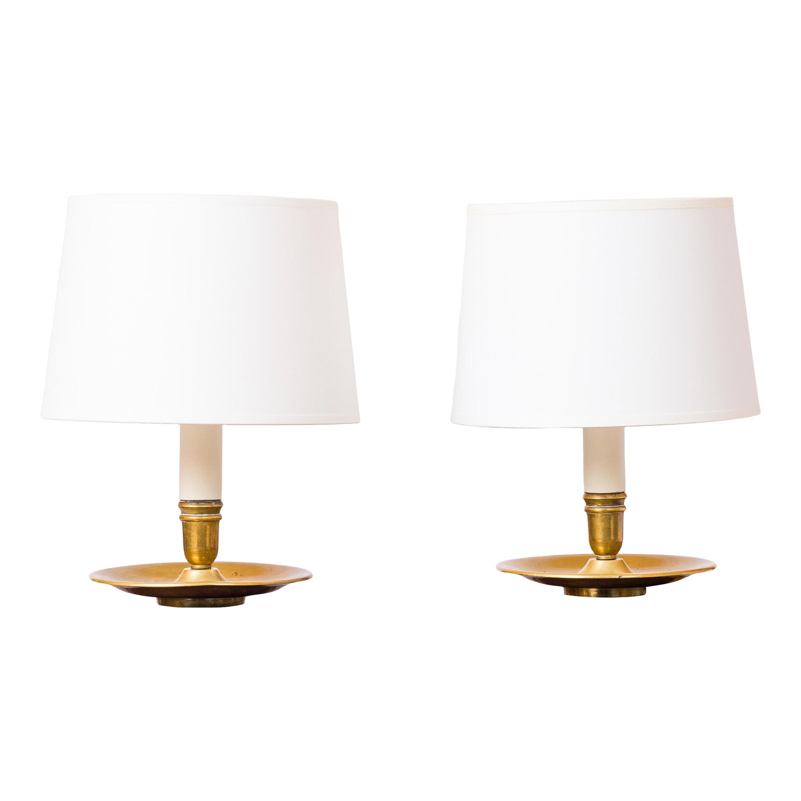 Pair of Neoclassical Style Bronze Candlestick Table Lamps, France 1960s: Pair of 1960s French Neoclassical style bronze "Bougeoirs" candlestick table lamps. The candlesticks were wired for use as petite table lamps. Wired for USA, candelabra sockets. Condition: Alterations