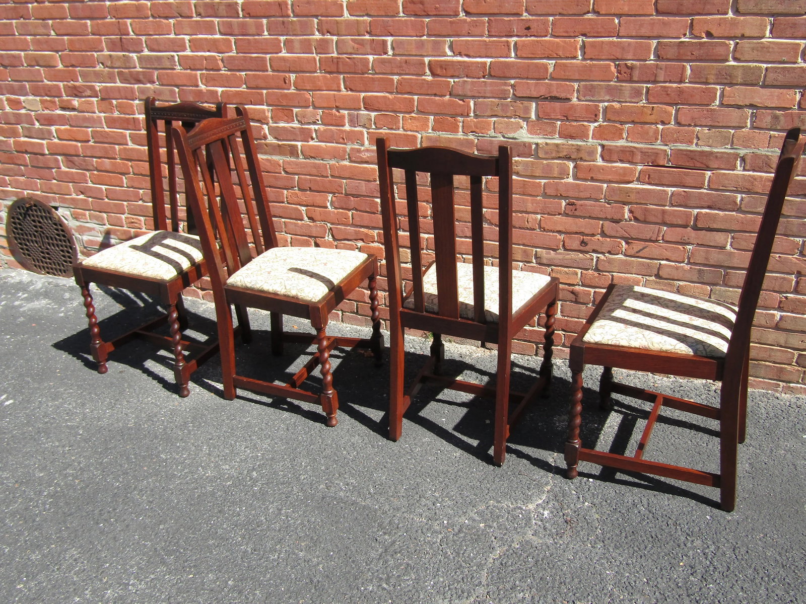 Classic English Dining Table & Set of Four English Solid-Oak Dining Chairs, With Barley Twist Legs a - 8