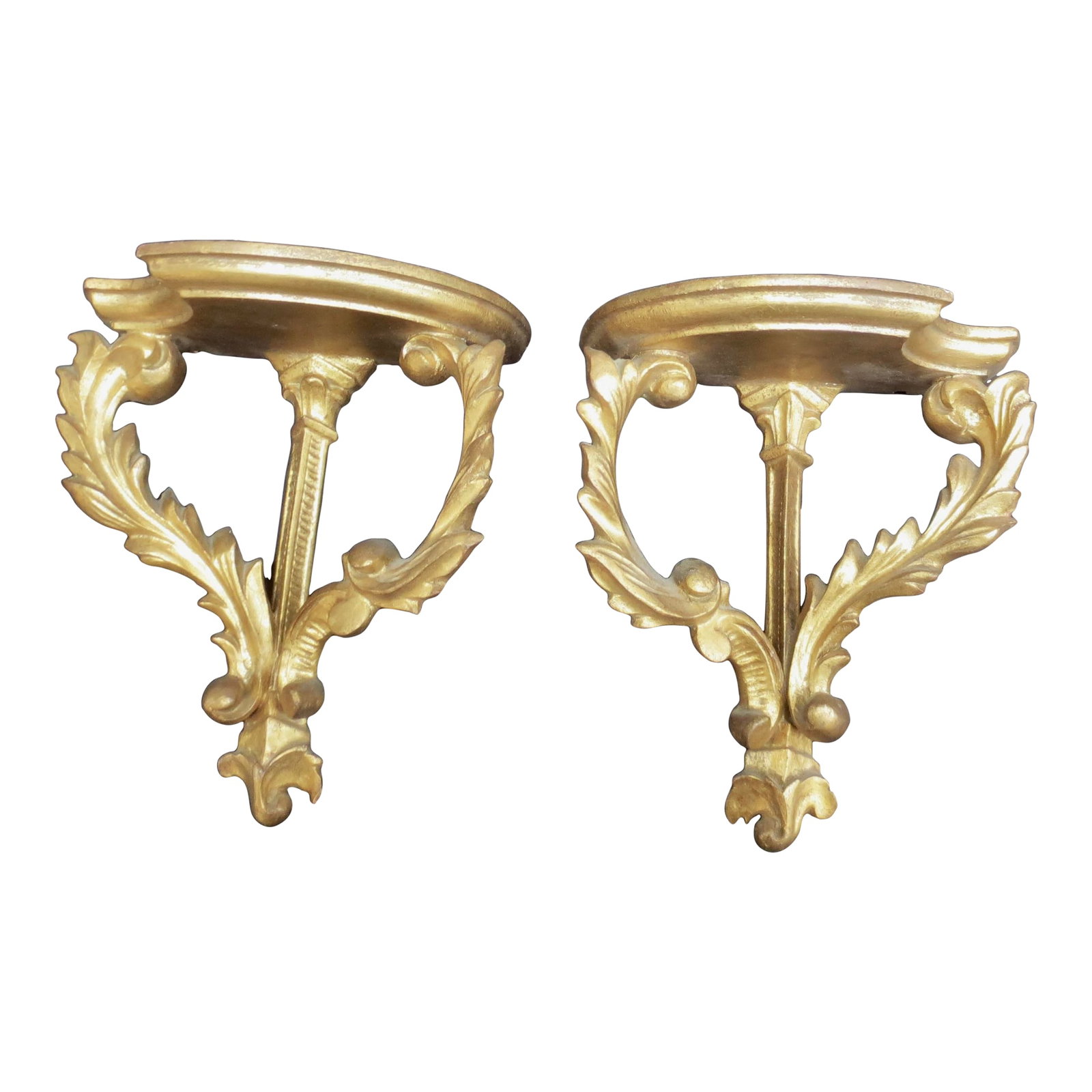 Vintage Carved Italian Gilt Wood Wall Brackets - A Pair of 2 (1 of 8)