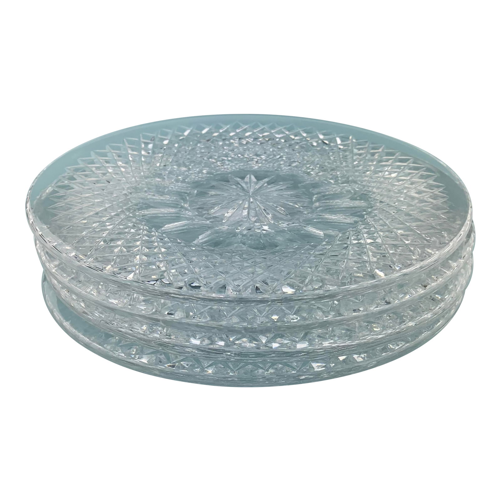 1980s Vintage Waterford Colleen Salad Plates, Set of 4: Waterford Colleen pattern salad plates, set of 4. From the collection of Bob and Dolores Hope, Toluca Lake, California. Condition: Alterations: Original Condition Unaltered Imperfections: Some