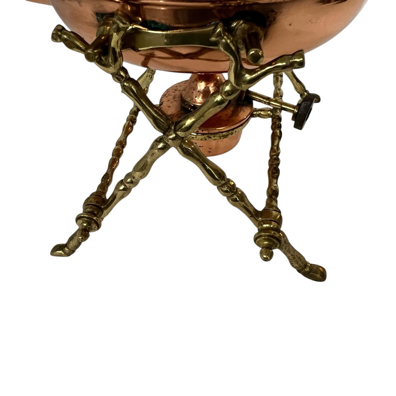 Vintage Copper and Brass Spirit Tea Kettle on Stand With Warmer - 7
