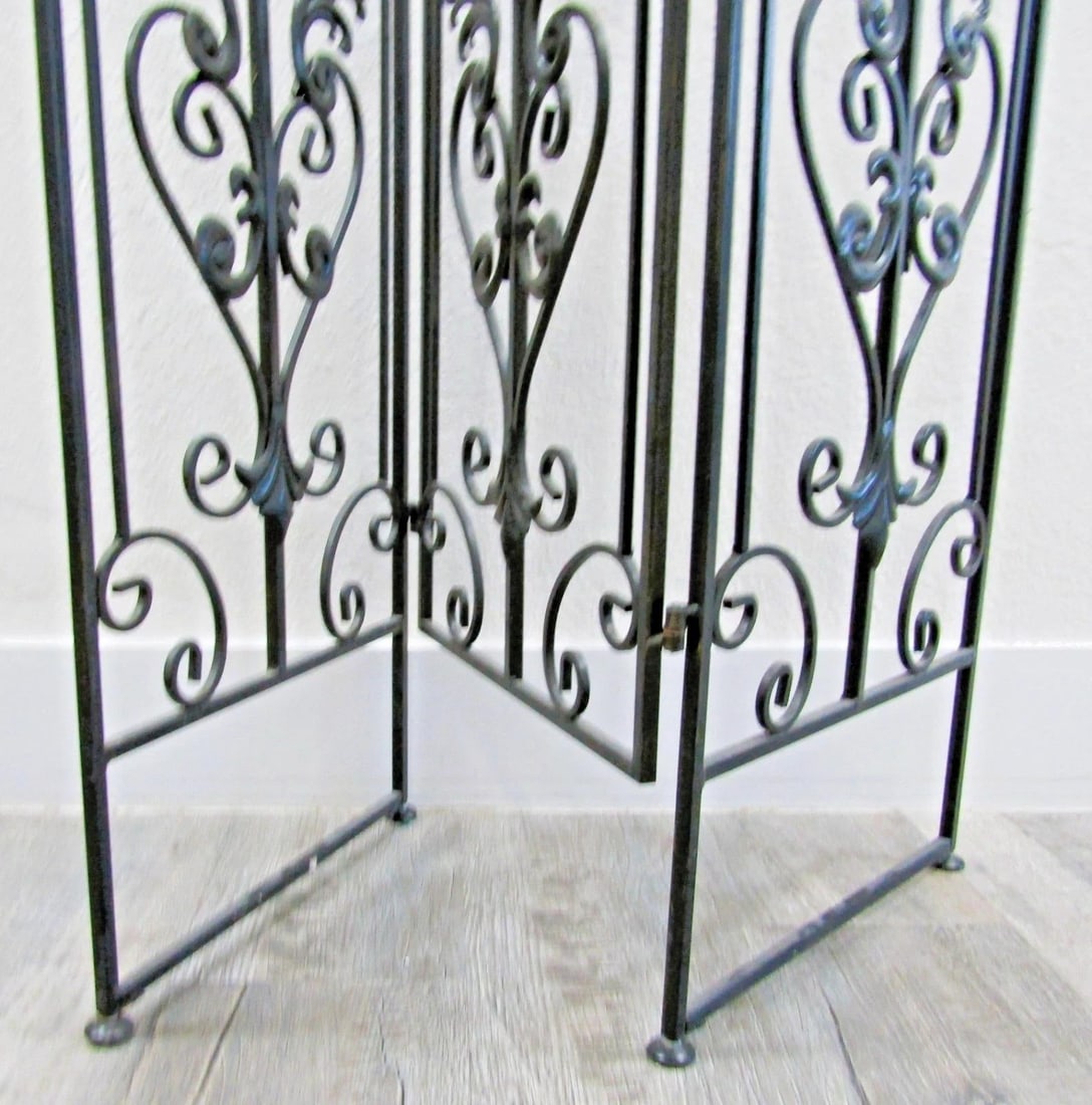 Vintage Regency Black Wrought Iron 3 Panel Room Divider - 14
