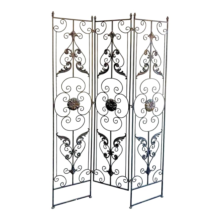 Vintage Regency Black Wrought Iron 3 Panel Room Divider (1 of 15)