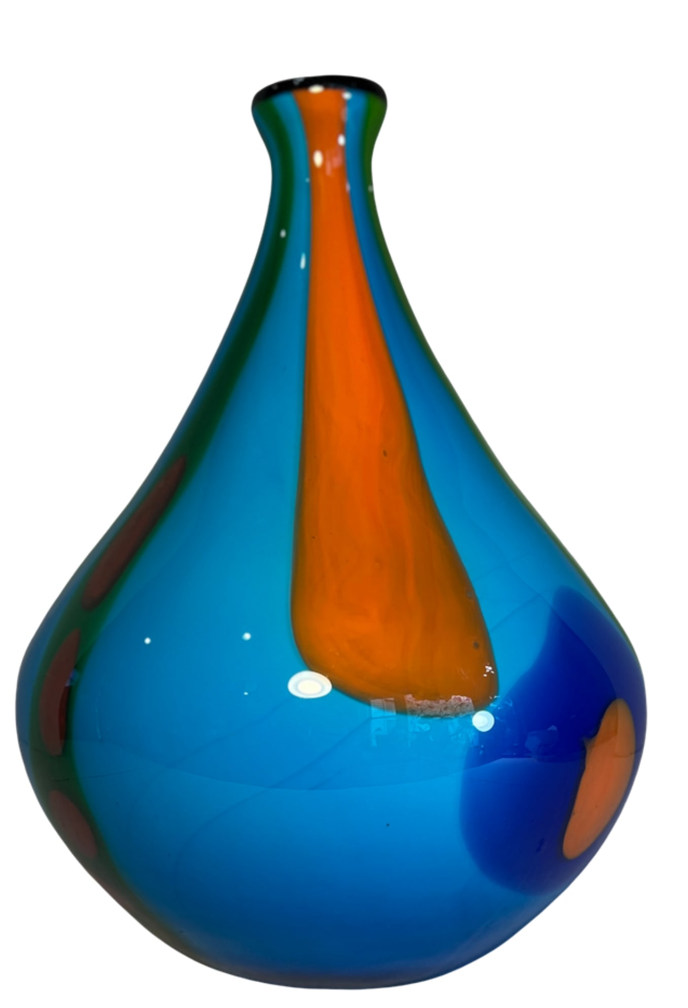 In. Tall Murano Multicolor Tear Shaped Art Glass Vase - 13
