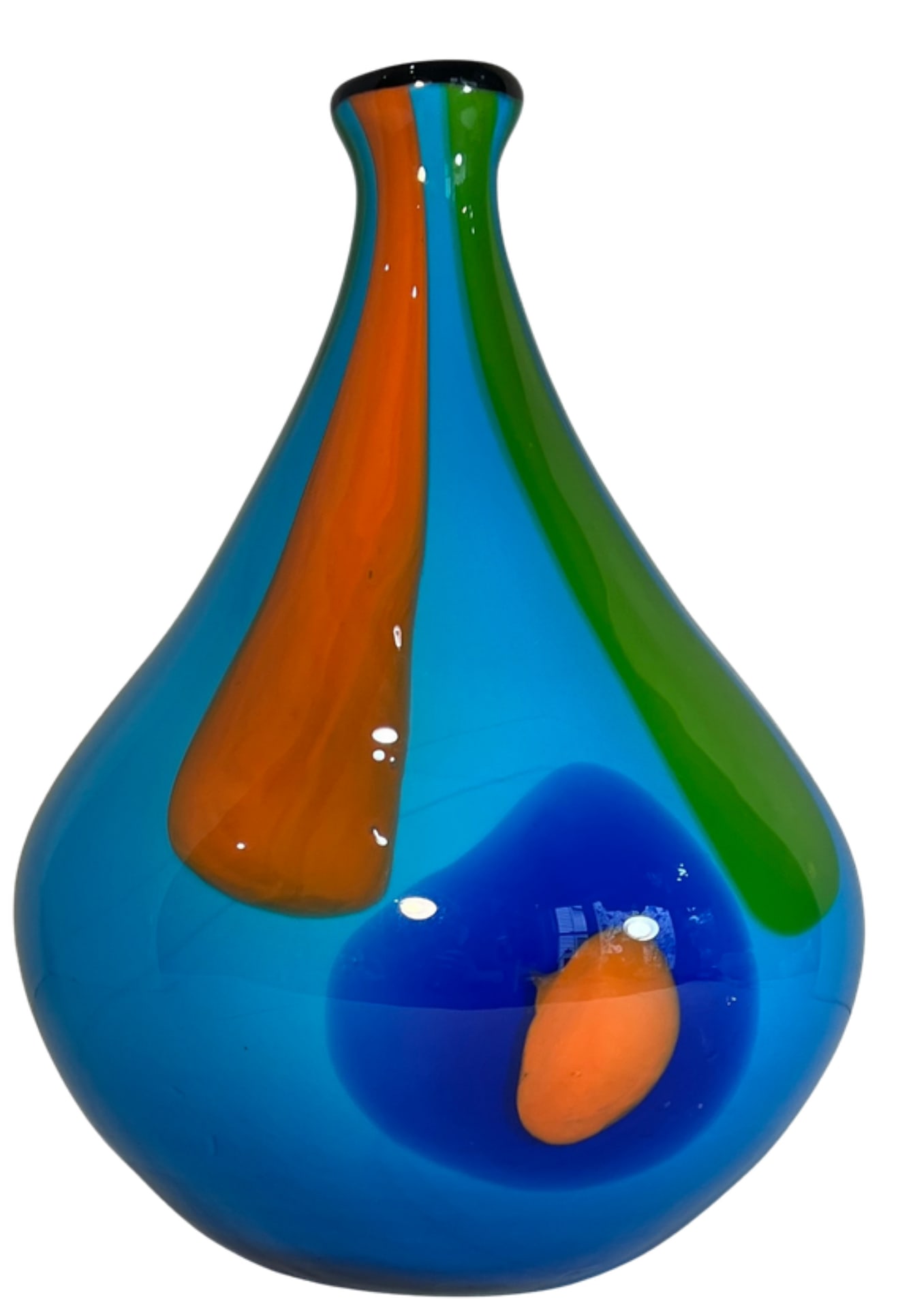 In. Tall Murano Multicolor Tear Shaped Art Glass Vase - 9