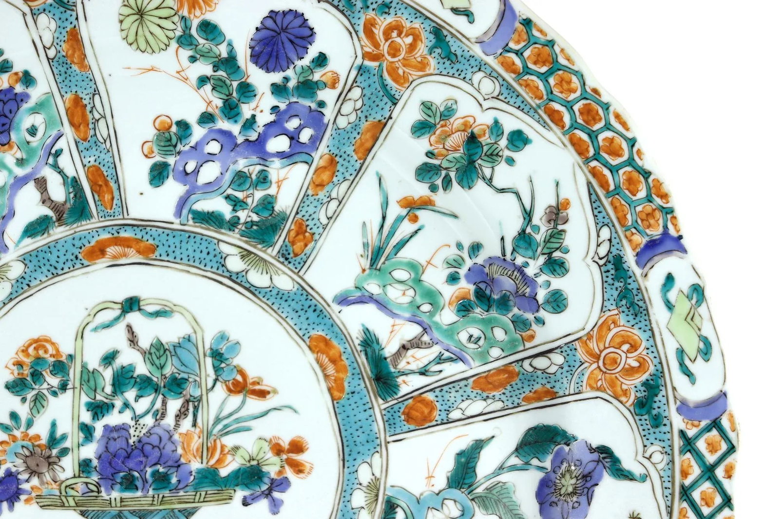 Chinese Porcelain Famille Verte Large "Flower Basket" Dish, Kangxi Period - 10