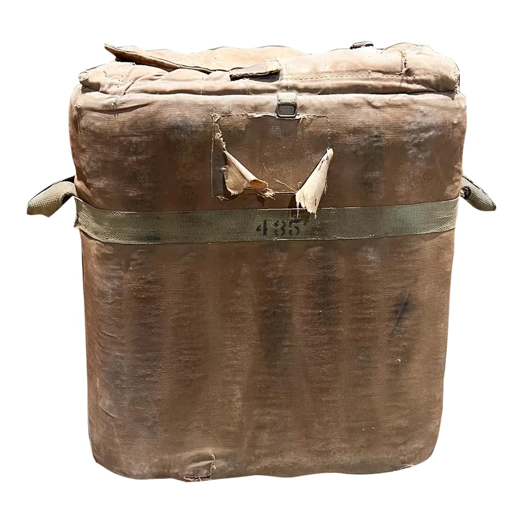 1940s Distressed Military Ice Bucket Portable Chest Leather Canvas (1 of 11)
