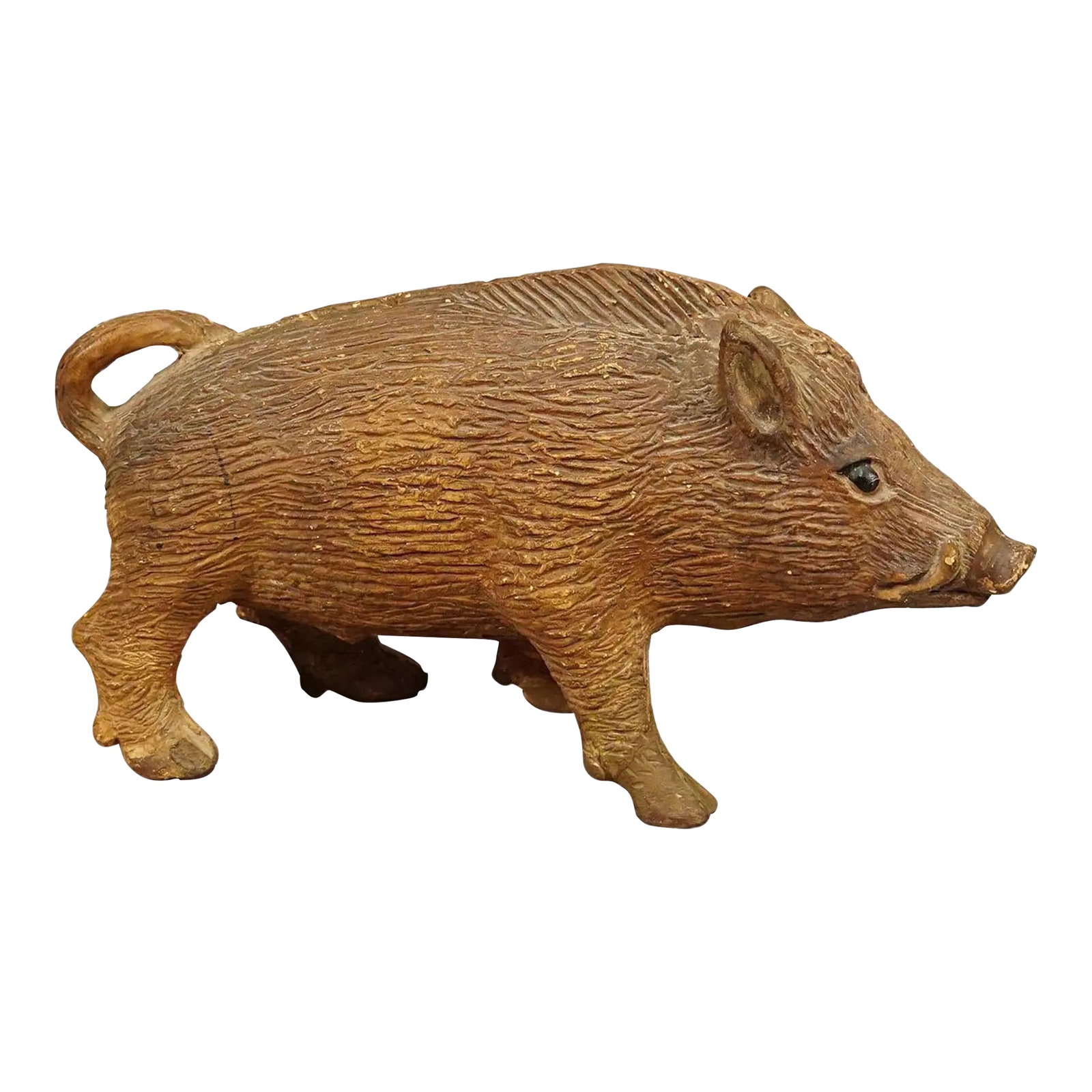 Antique Wild Boar Piggy Bank Made of Clay: Antique Wild Boar Piggy Bank Made of Clay An antique piggy back in the shape of a wild boar. Handmade of clay. It has no opening on the base thus needs to be destroyed to get the money out. A great